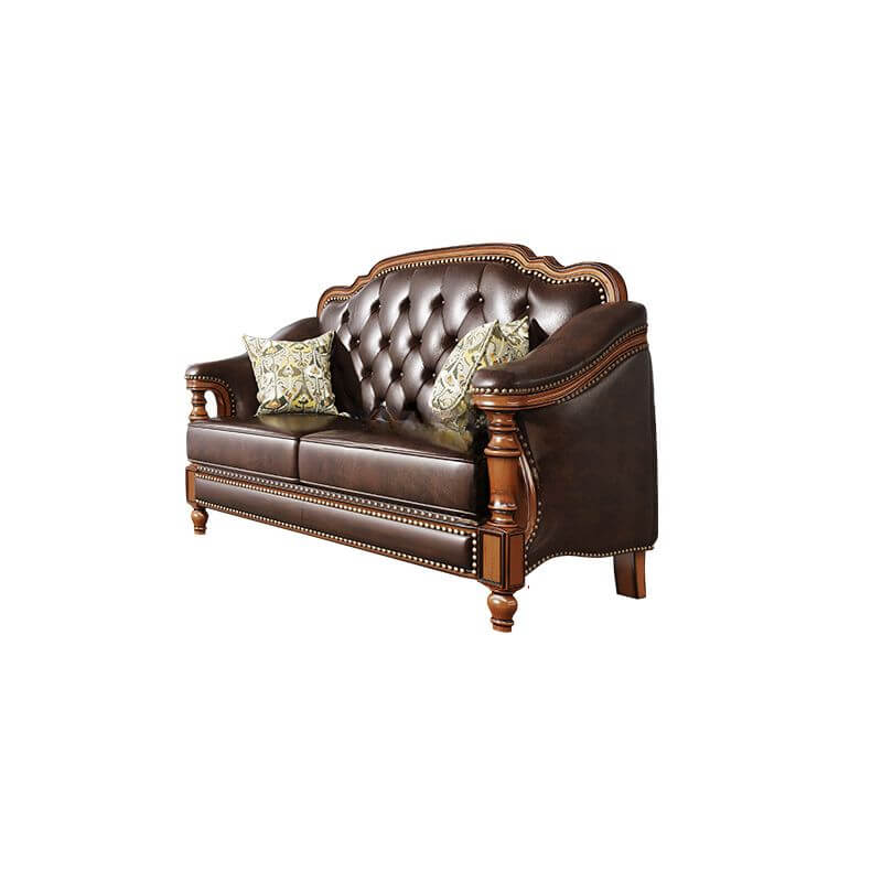 Pecan wood sofa in modern decor