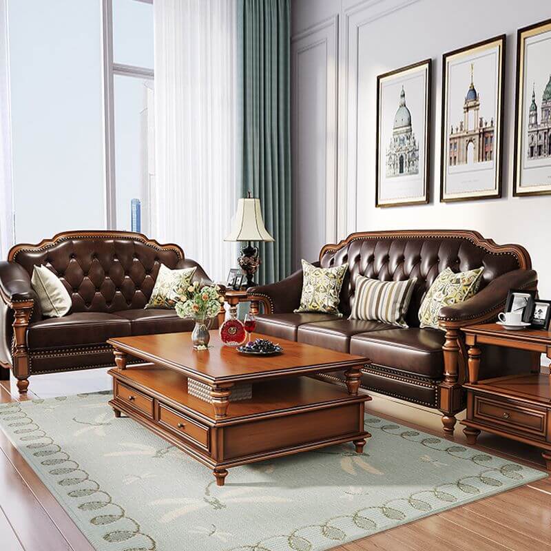 ネイルヘッドデザインのビンテージ ペカンソファ サブ画像