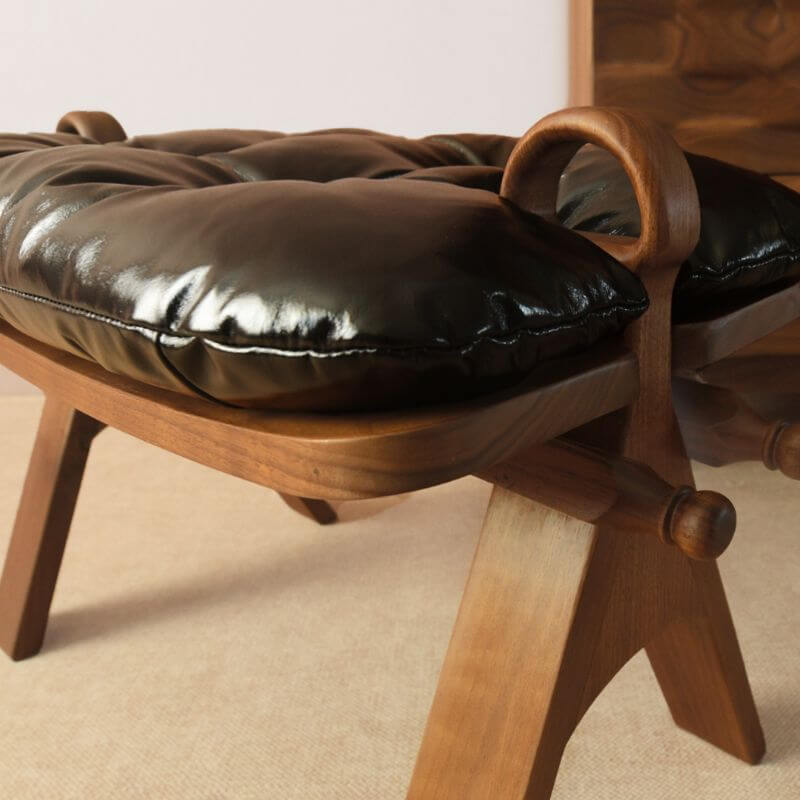 Close-up of down-filled seat cushion