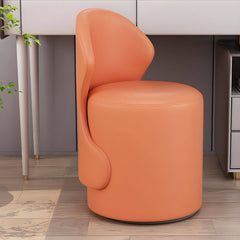 Wooden frame upholstered vanity stool in orange