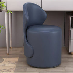Blue vintage vanity stool accent in living room