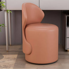 White upholstered vanity seat with wood frame