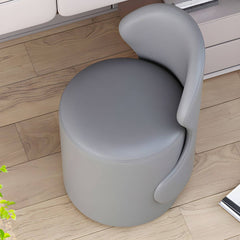 Wooden frame upholstered vanity stool in orange