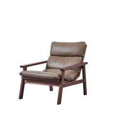 Walnut Leather Recliner Armchair front view