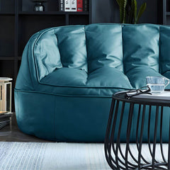 water resistant faux leather bean bag chair being used