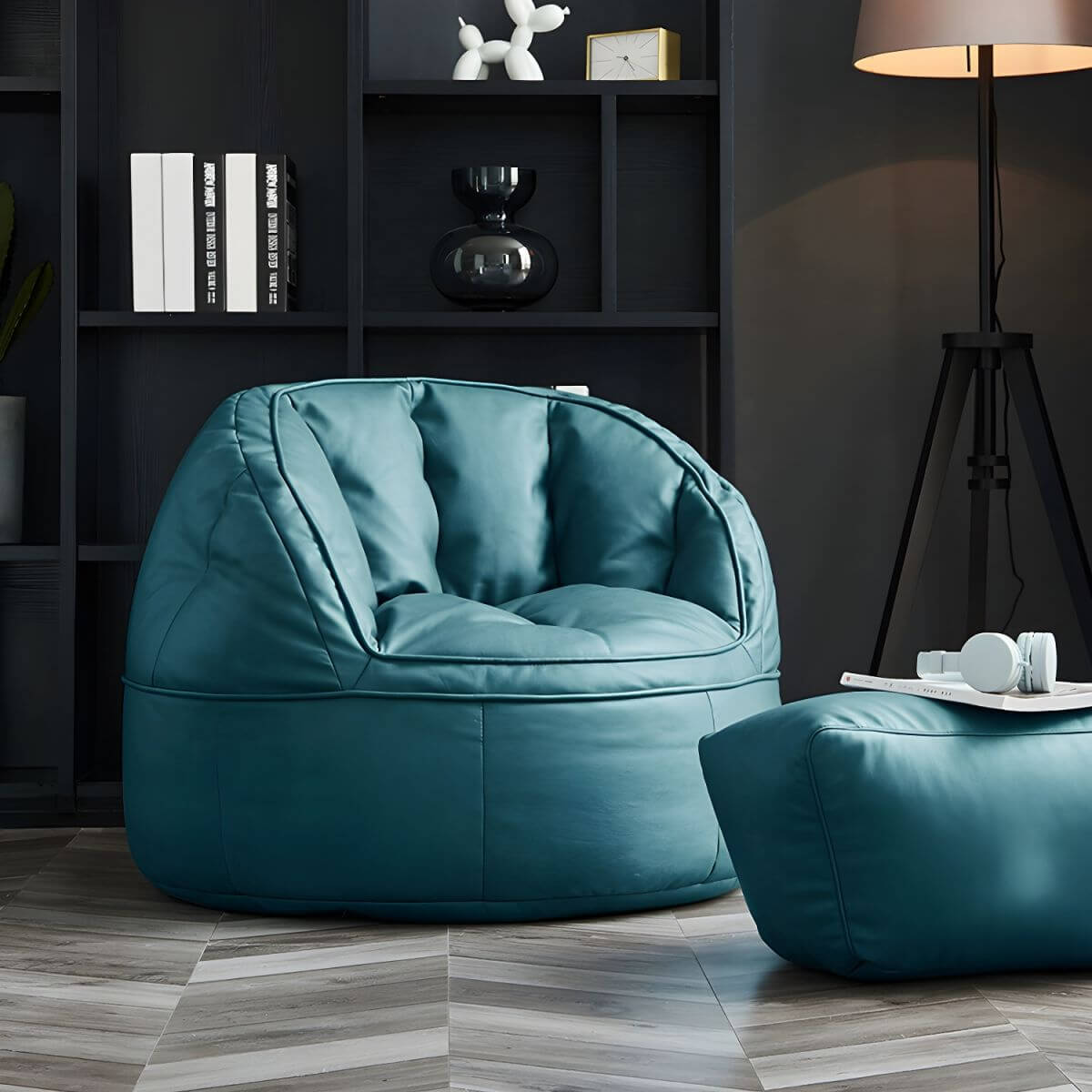 Wasserabweisender Kunstleder Sitzsack mit abriebfesten Polystyrolperlen Zweitbild