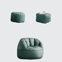 water resistant faux leather bean bag chair against a wall