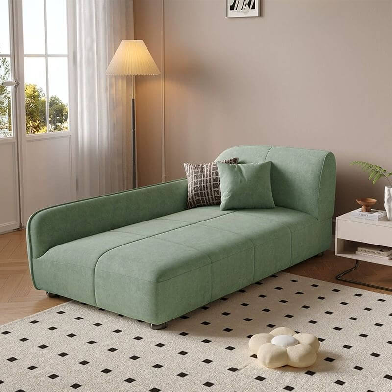 現代的なシンプルスタイルの水に強いソリッドカラーのシェーズラウンジスリーパーチェア、フレアードアーム付き、右アームシェーズ サブ画像