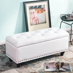 Modern light green storage ottoman in living room