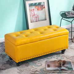 Peony colored tufted ottoman for modern decor