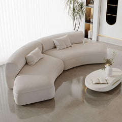 Cozy white sofa with plush cushions