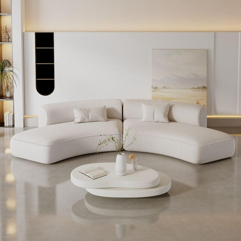 Sleek design of white modern sofa