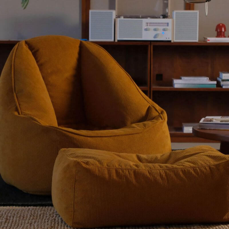 Bean bag chair set with ottoman