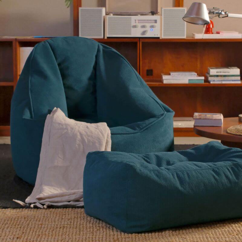 Bean bag chair set with ottoman Main image