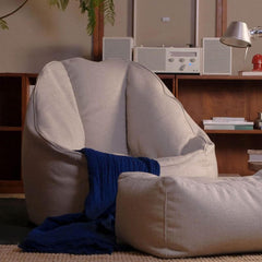 Cozy reading nook featuring a bean bag chair