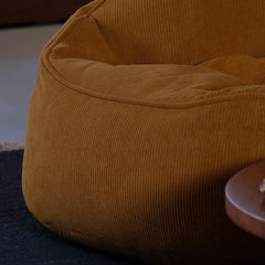 Close-up of removable cover on bean bag chair