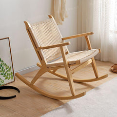 Wood Front Porch Rocking Chair in Natural Finish