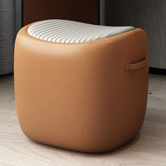 Vanity stool in brown genuine leather