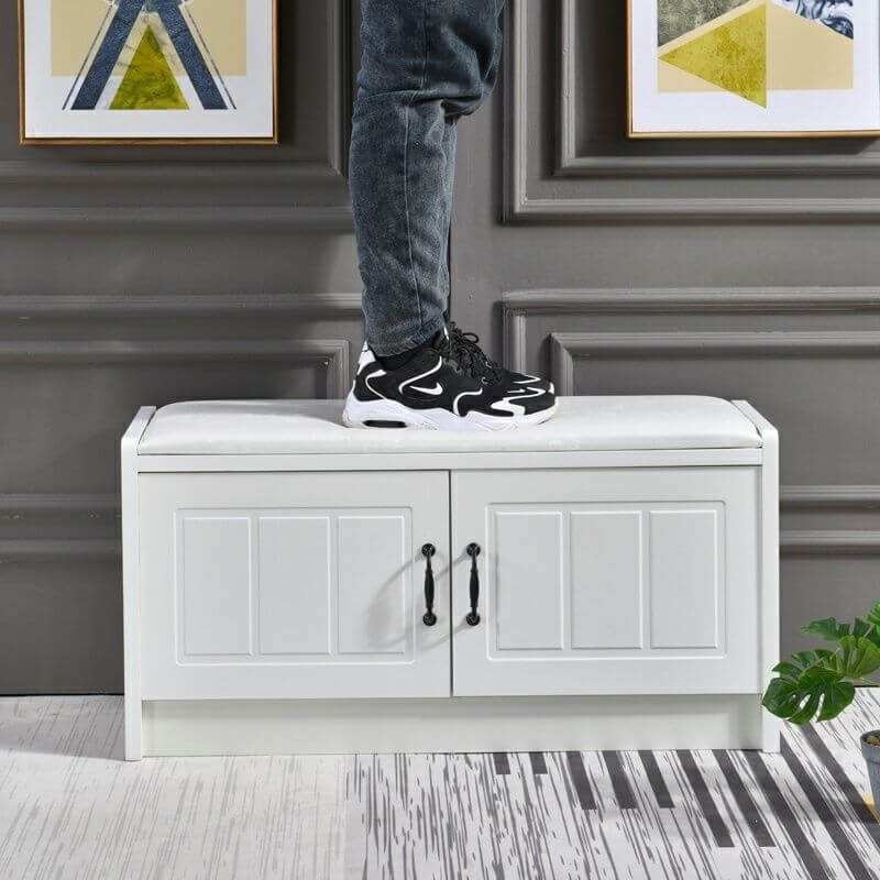 Wood Modern Rectangular Storage Included Storage Ottomans with Stain Resistant Feature Secondary image