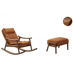 Stylish rocking chair with wooden legs and ottoman