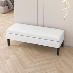 Light Gray Faux Leather Ottoman