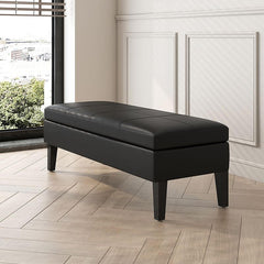 Wooden Large Rectangular Ottoman Black