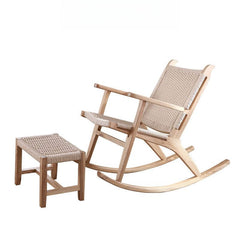 Cozy wooden rocking chair with ottoman