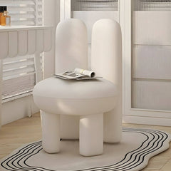 Wooden vanity stool in beige color