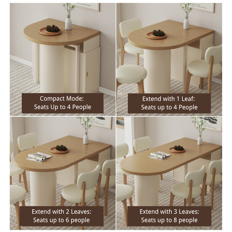 Conjunto de Mesa y Sillas de Comedor Expandible Minimalista Moderno