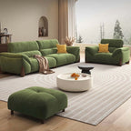 Modern green and white sofa with soft tech fabric, perfect for a cozy living room