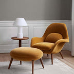 Nordic modern single sofa lounge chair with velvet fabric cushion and ottoman set