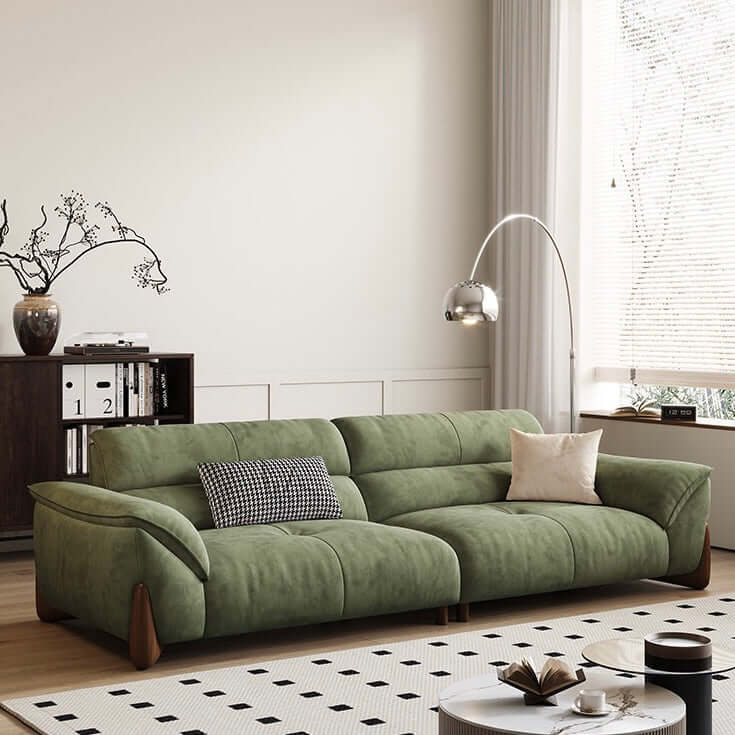 Modern green and white sofa with soft tech fabric, perfect for a cozy living room main product image