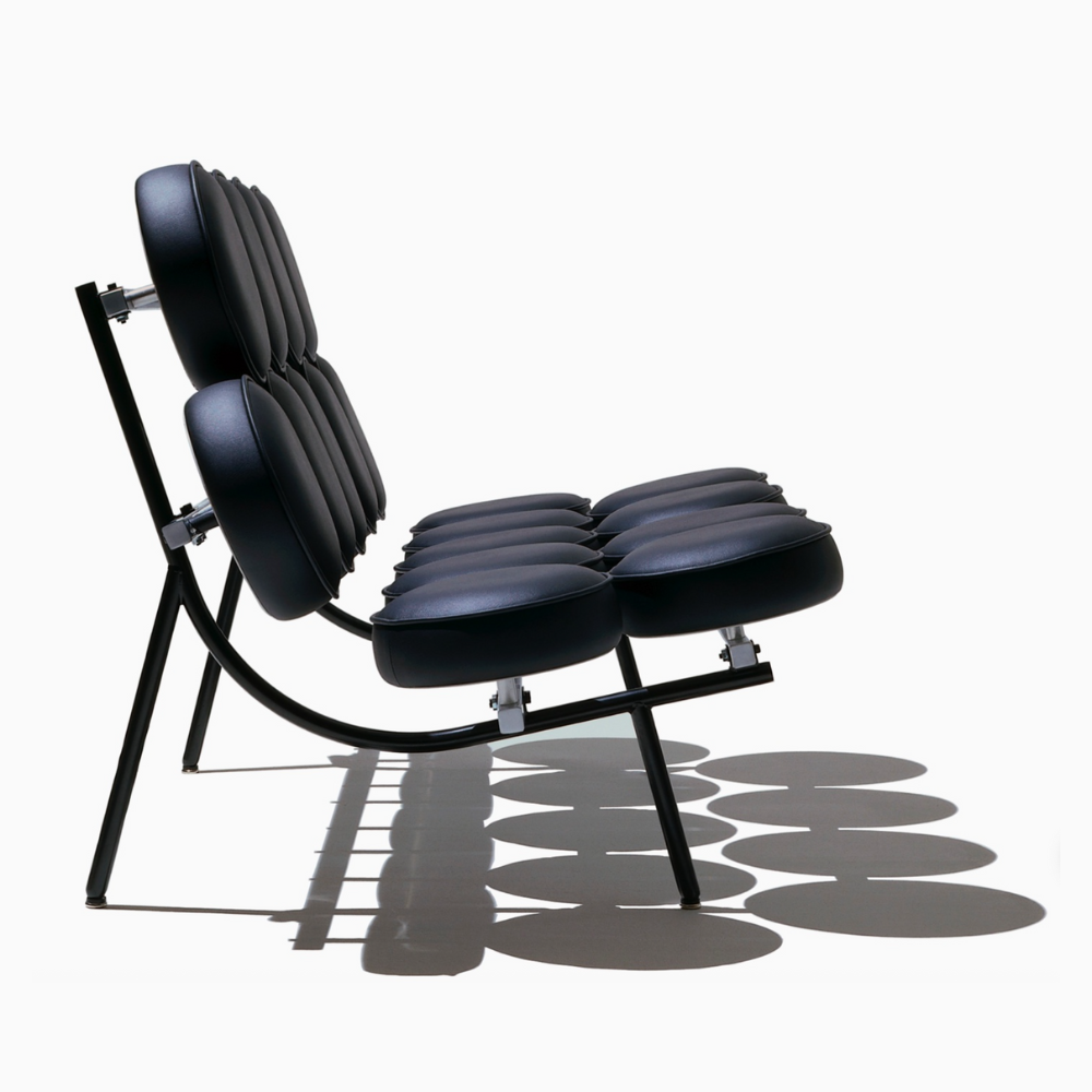 George Nelson Marshmallow Sofa in Black Microfiber Leather – Side View