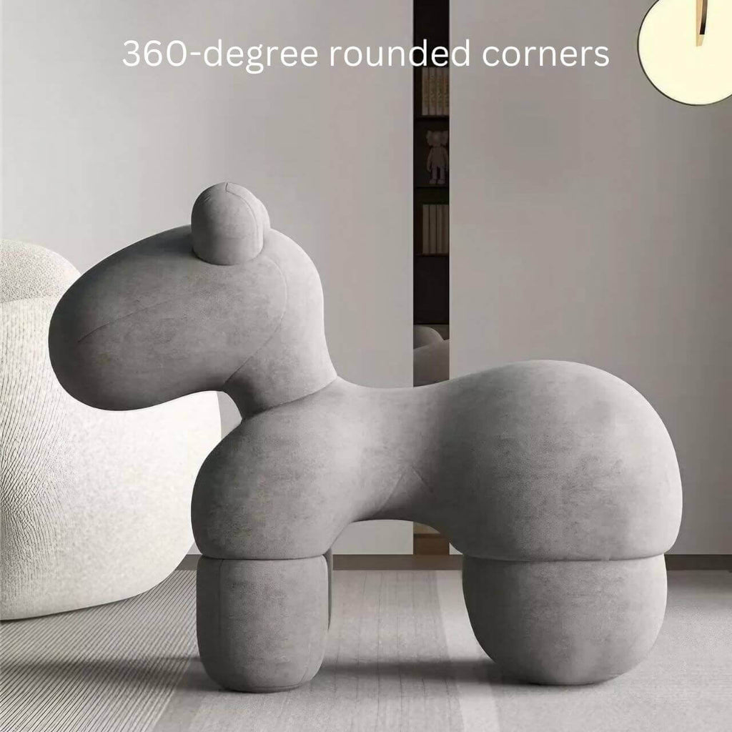 Gray kids' stool with pony design, creative latex single sofa chair for children