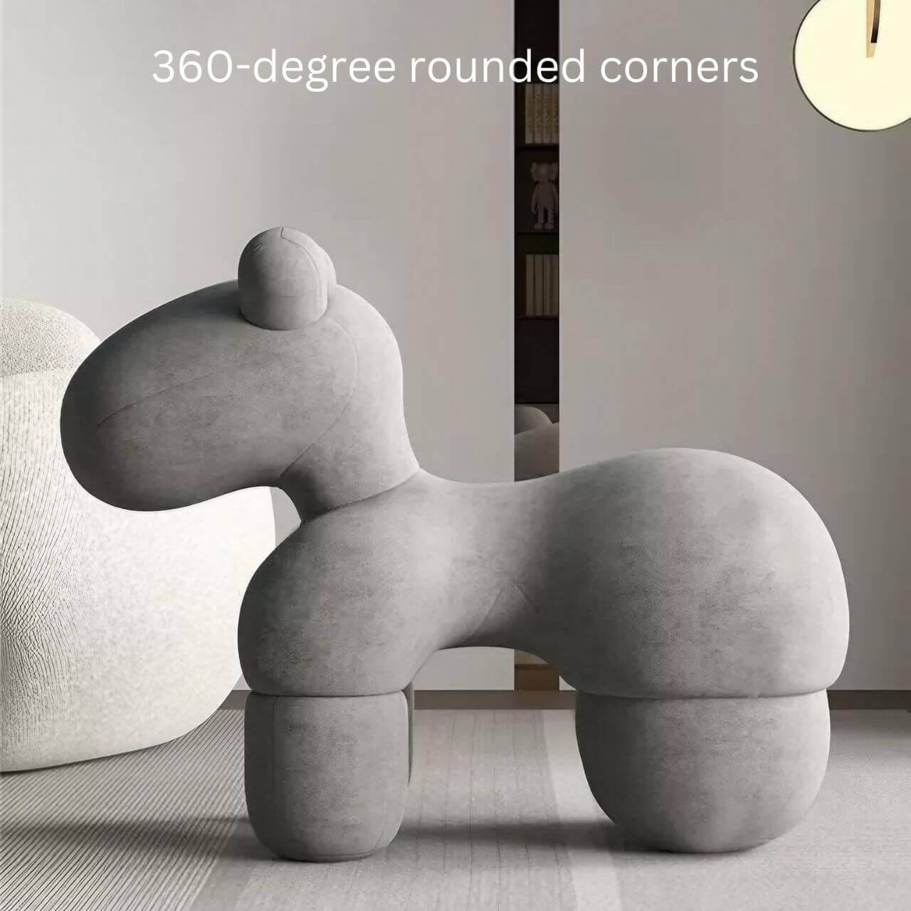 Gray kids' stool with pony design, creative latex single sofa chair for children