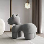 Gray kids' stool with pony design, creative latex single sofa chair for children