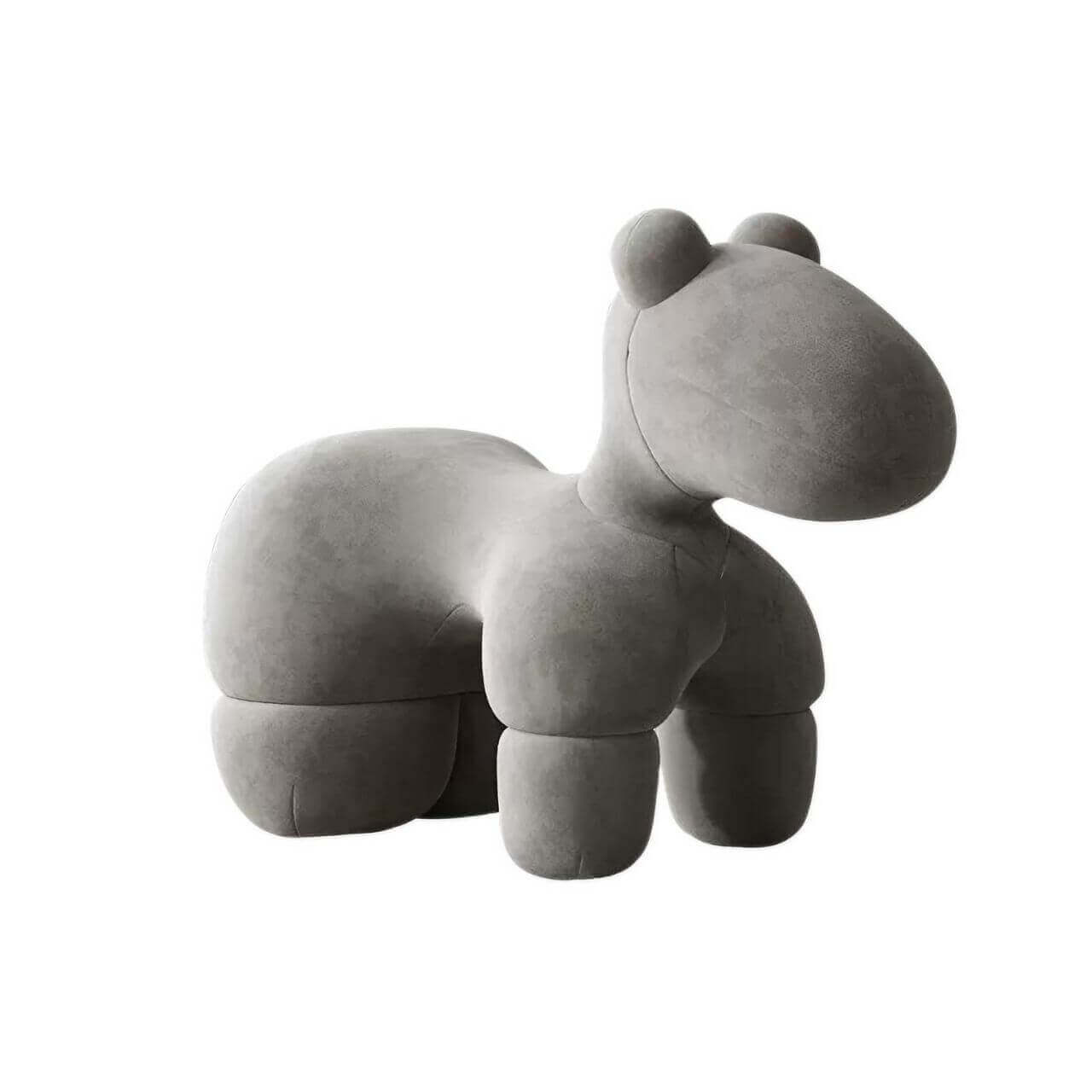 Gray kids' stool with pony design, creative latex single sofa chair for children