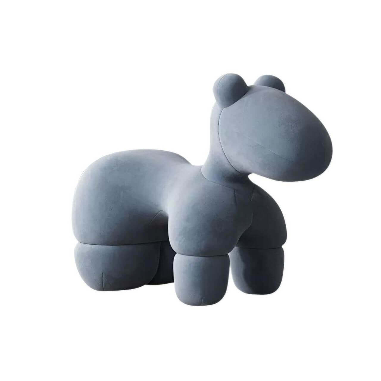Gray kids' stool with pony design, creative latex single sofa chair for children