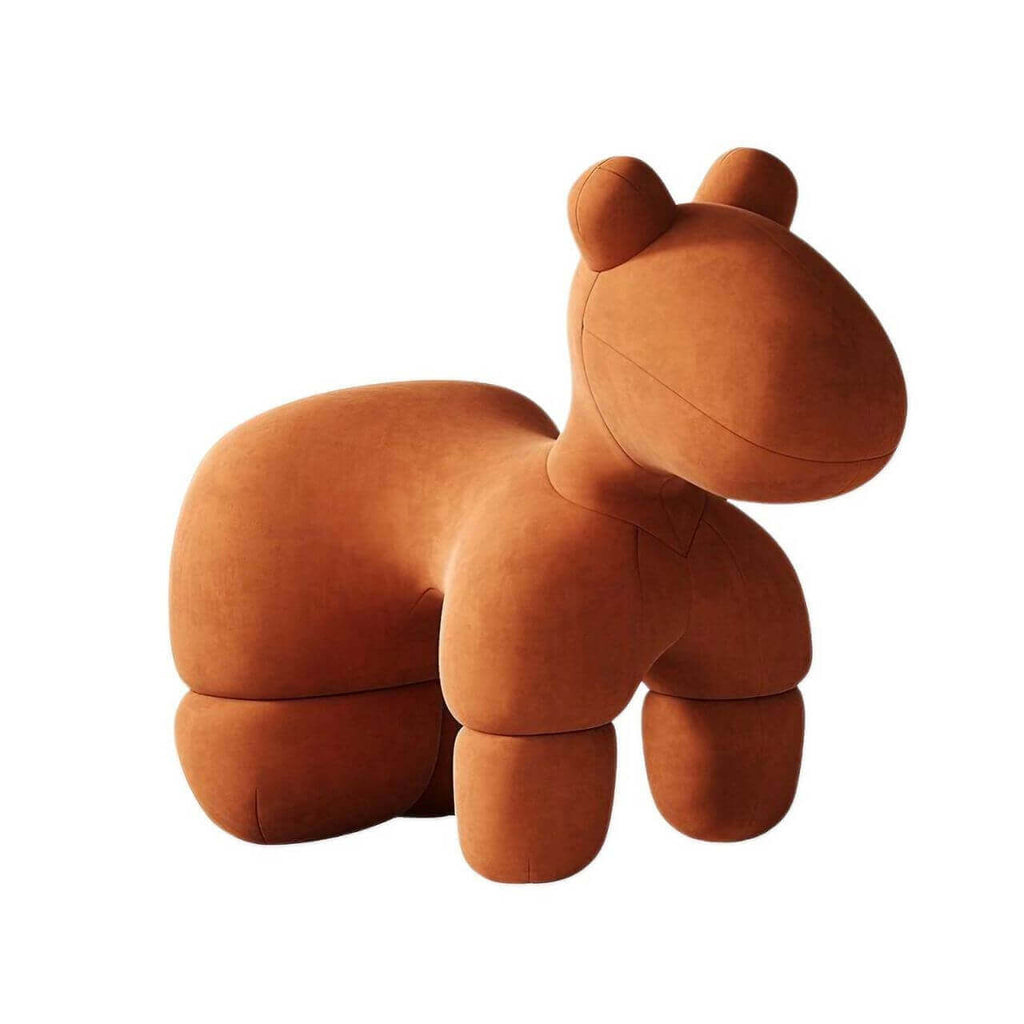 Gray kids' stool with pony design, creative latex single sofa chair for children