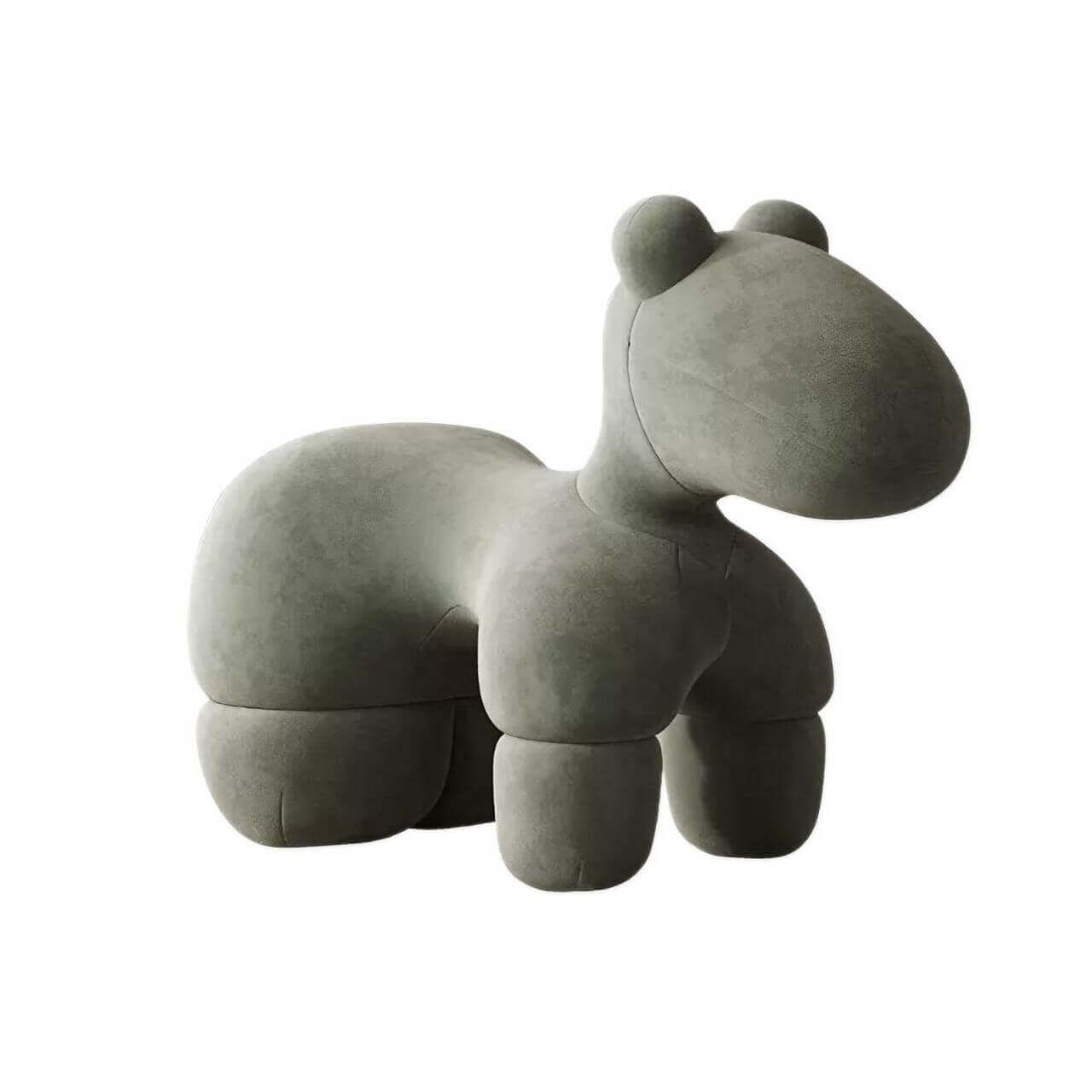Gray kids' stool with pony design, creative latex single sofa chair for children