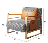 Modern Orange Houndstooth Single Sofabed Convertible Sleeper with Side Storage