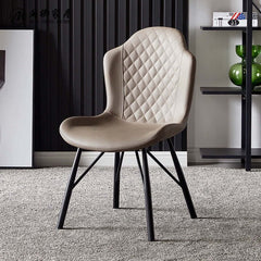 Contemporary Nordic style high back dining chair, set of 2 in leather upholstery