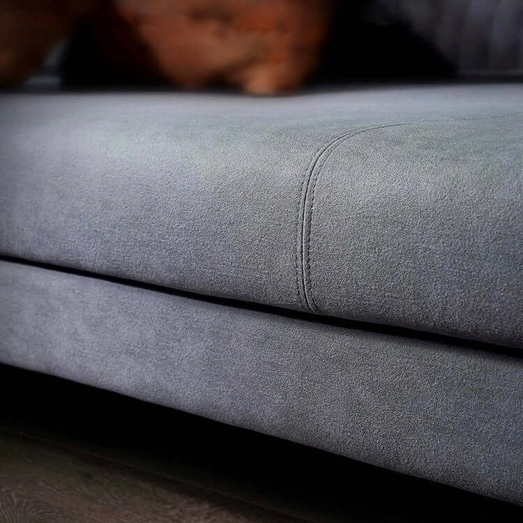 Orange Leathaire Fabric Upholstered Sofa 3Seater with Pillows Back Square Arm for Modern Living Room