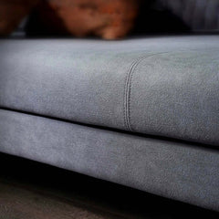 Orange Leathaire Fabric Upholstered Sofa 3Seater with Pillows Back Square Arm for Modern Living Room