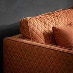 Sophisticated 3-seater Orange Leathaire Fabric Upholstered Sofa with Square Arm