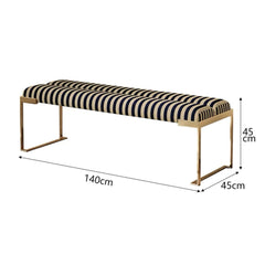 Contemporary Stripe Velvet Bench Ottoman - Luxe Gold Accent Furniture for Home