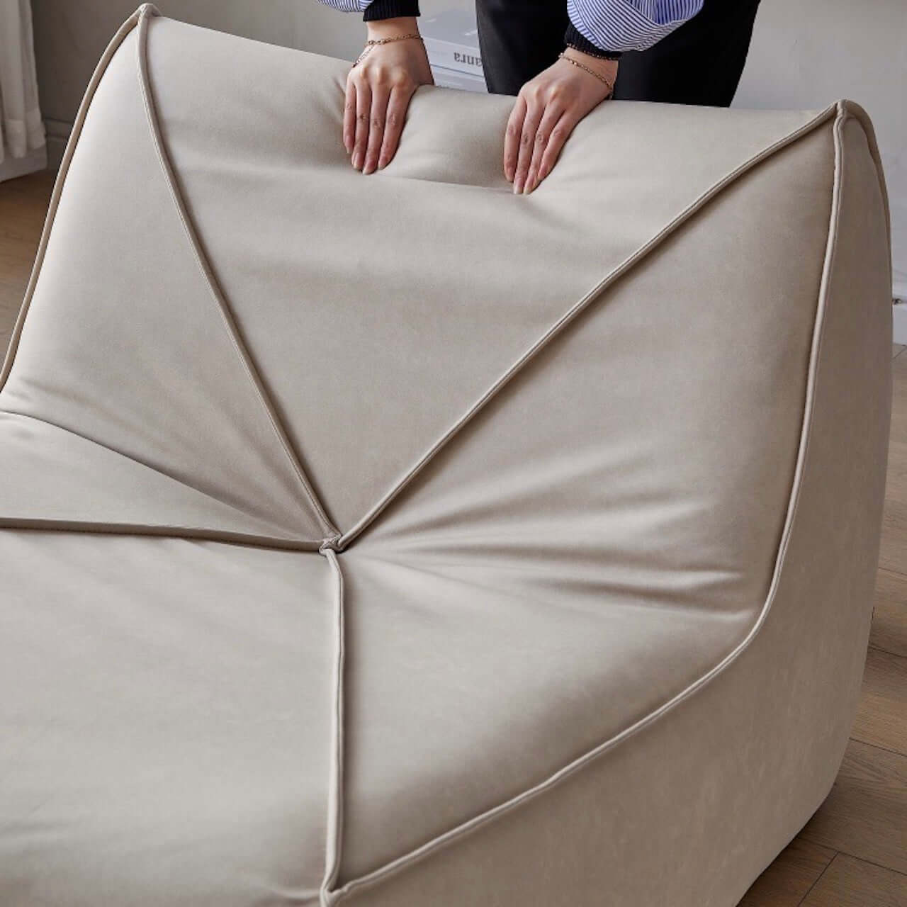 Modern white ultrafine leather Caterpillar lounge chair with scratch-resistant finish