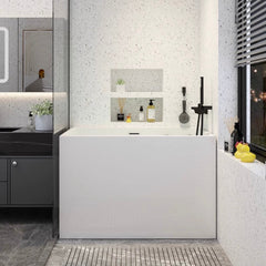 Spacious single-soaker 63-inch bathtub in sleek white finish