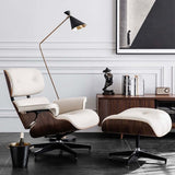 Upgraded Black/White Recliner Leather Home Office Chair Adjustable Upholstered Swivel Chair