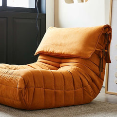 Burnt Orange Caterpillar Single Sofa Chair in Soft Suede and Faux Fur